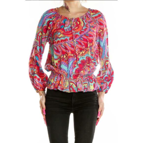 Lilly Pulitzer Womens Silk Retro Seashell Design Balloon Sleeves Blouse Size XS - Picture 1 of 10